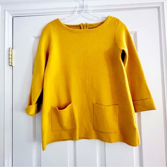 Cynthia Rowley Sweater Mustard Yellow Front Pockets Knit Top SMALL - Picture 3 of 10